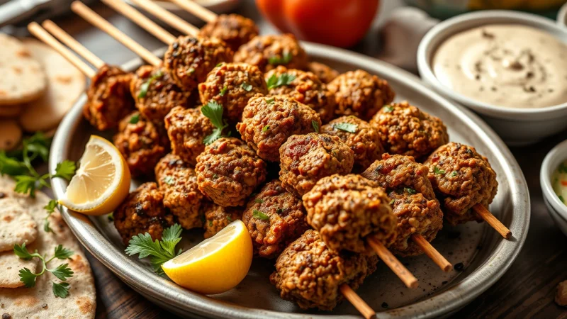 Juicy air fryer chicken kefta skewers with herbs
