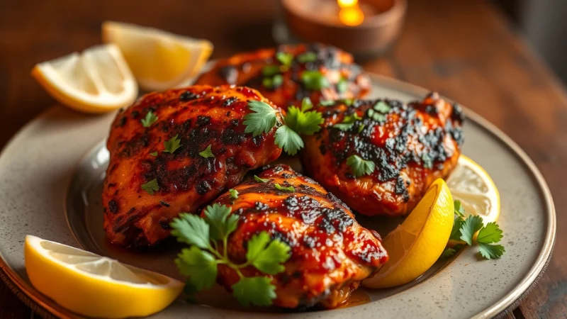 Spicy harissa chicken thighs from the air fryer