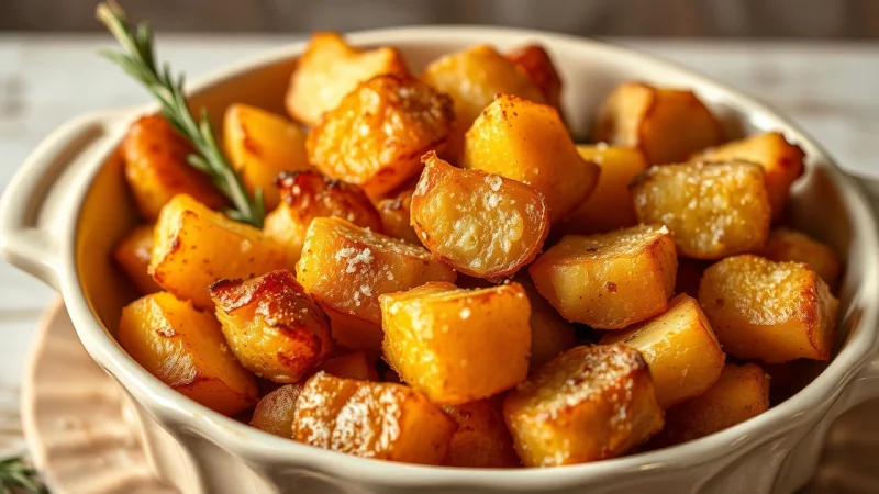 Golden crispy air fryer roast potatoes with herbs