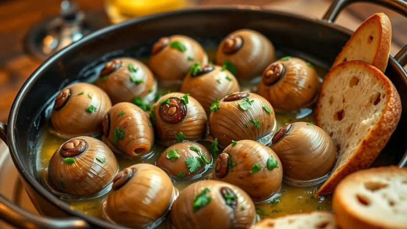Escargots de Bourgogne with garlic butter in traditional snail shells