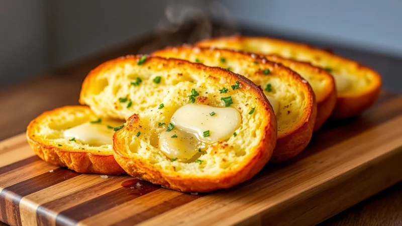 Golden frozen garlic bread cooked in an air fryer